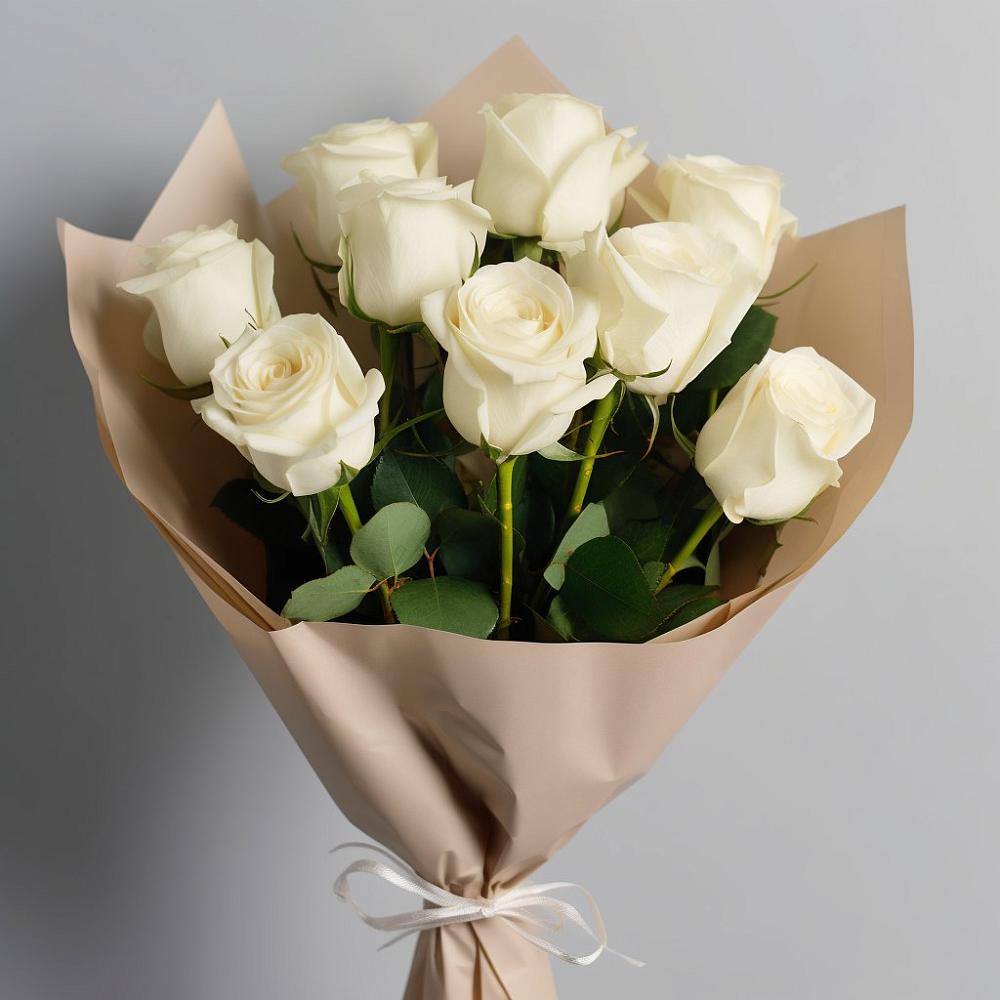 Букет 9 Белых роз Эдлесс Лав в Черге