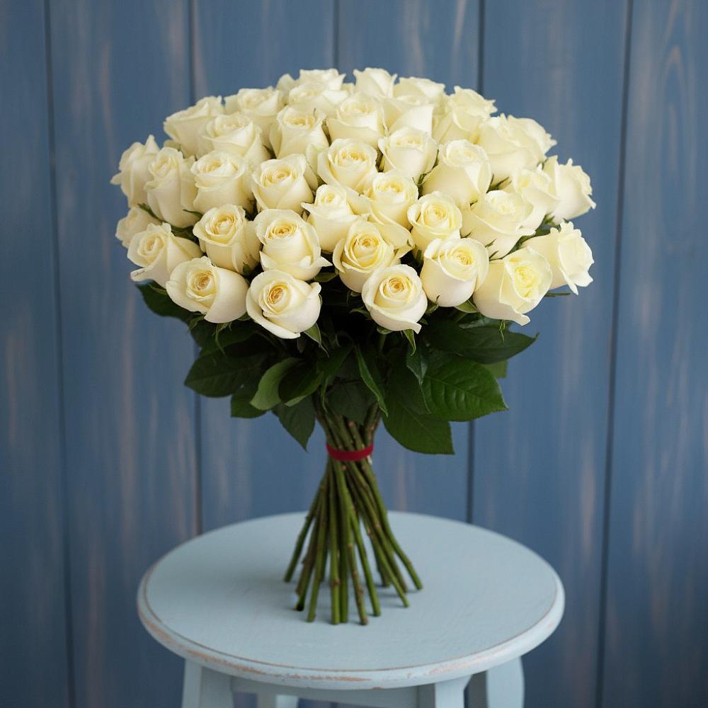 Букет 51 Белая роза Эдлесс Лав в Черге
