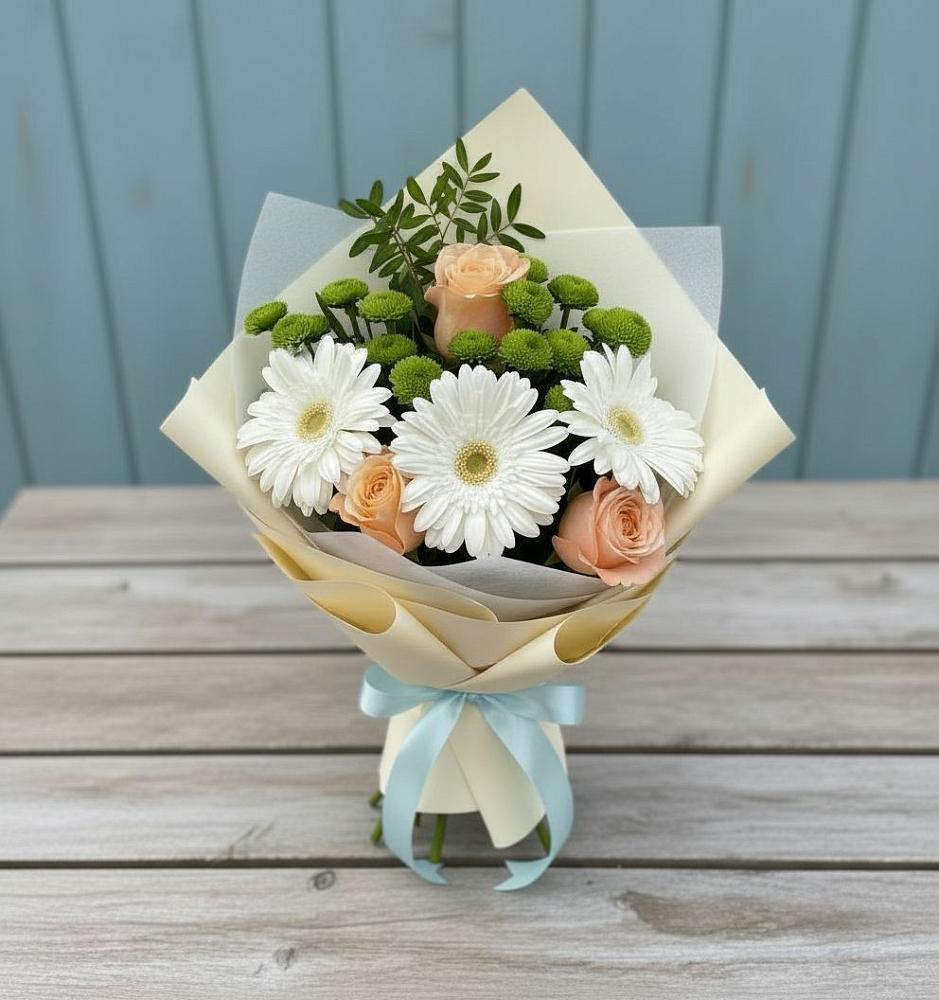 Букет цветов из: Герберы, Розы и Хризантемы в Черге