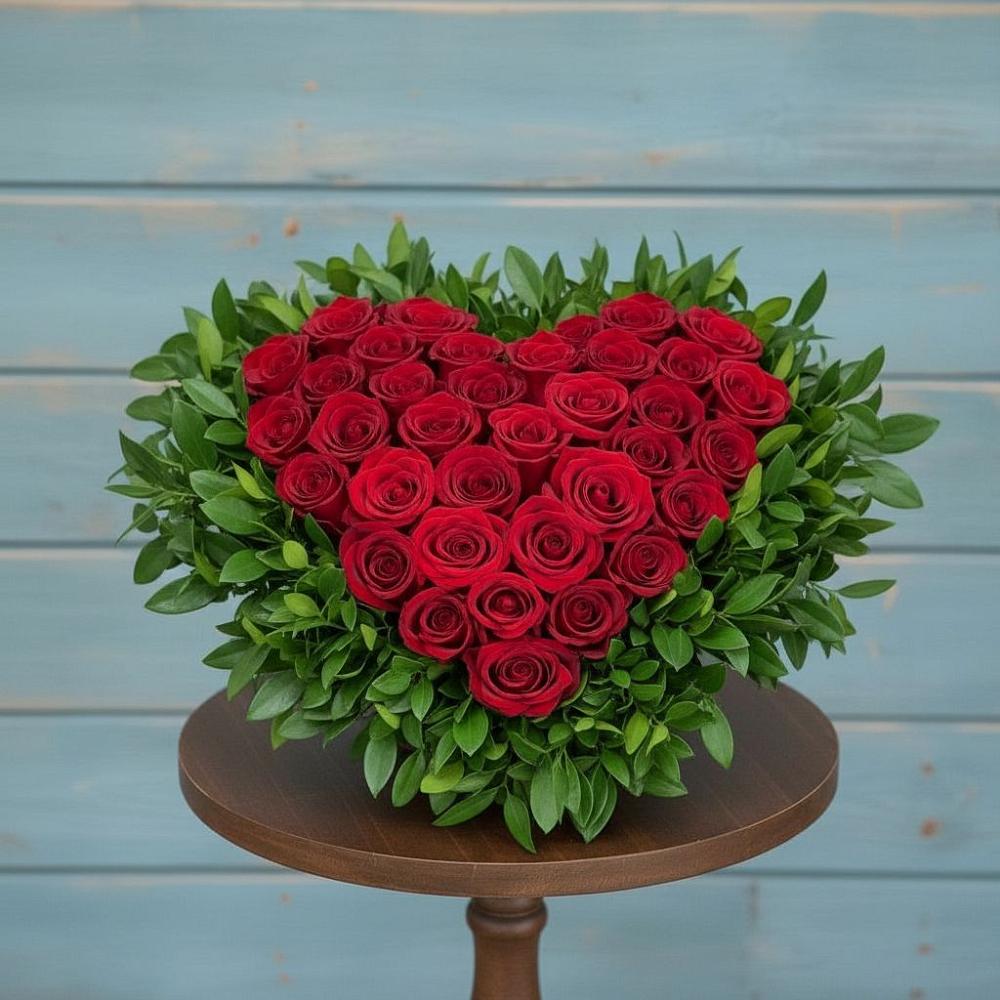 Цветочная композиция из Розы в виде сердца в Черге