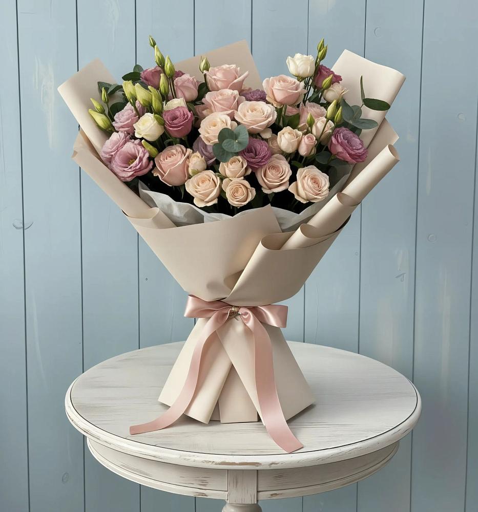 Букет цветов из: Розы и Лизиантусы в Черге