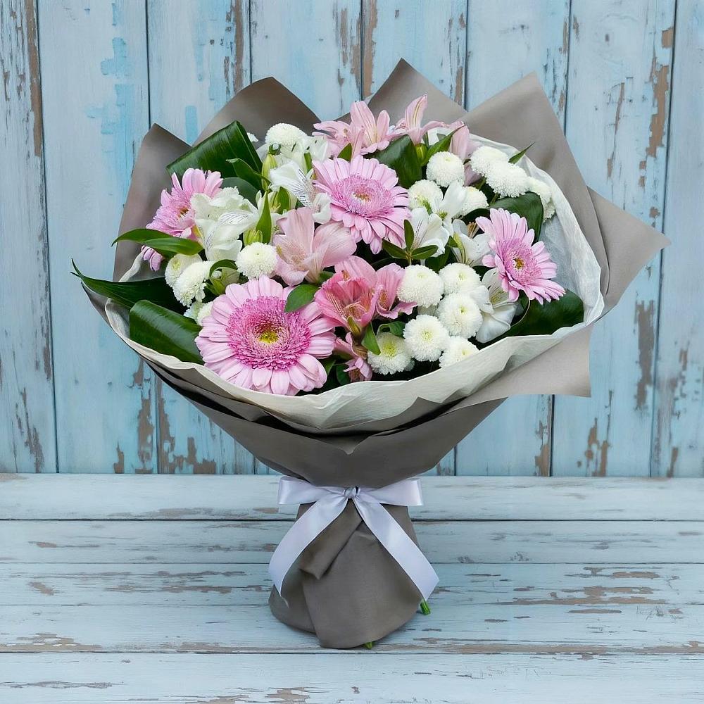 Букет цветов из: Герберы, Альстромерии и Хризантемы в Черге